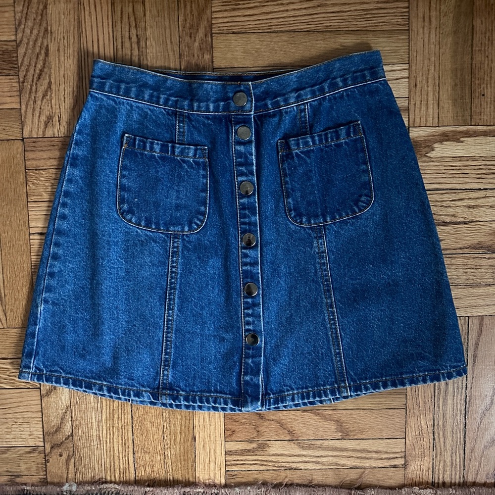denim mini skirt